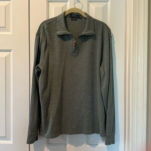 Men’s Marled Sage Polo Ralph Lauren quarter zip sweater, size M, VGUC